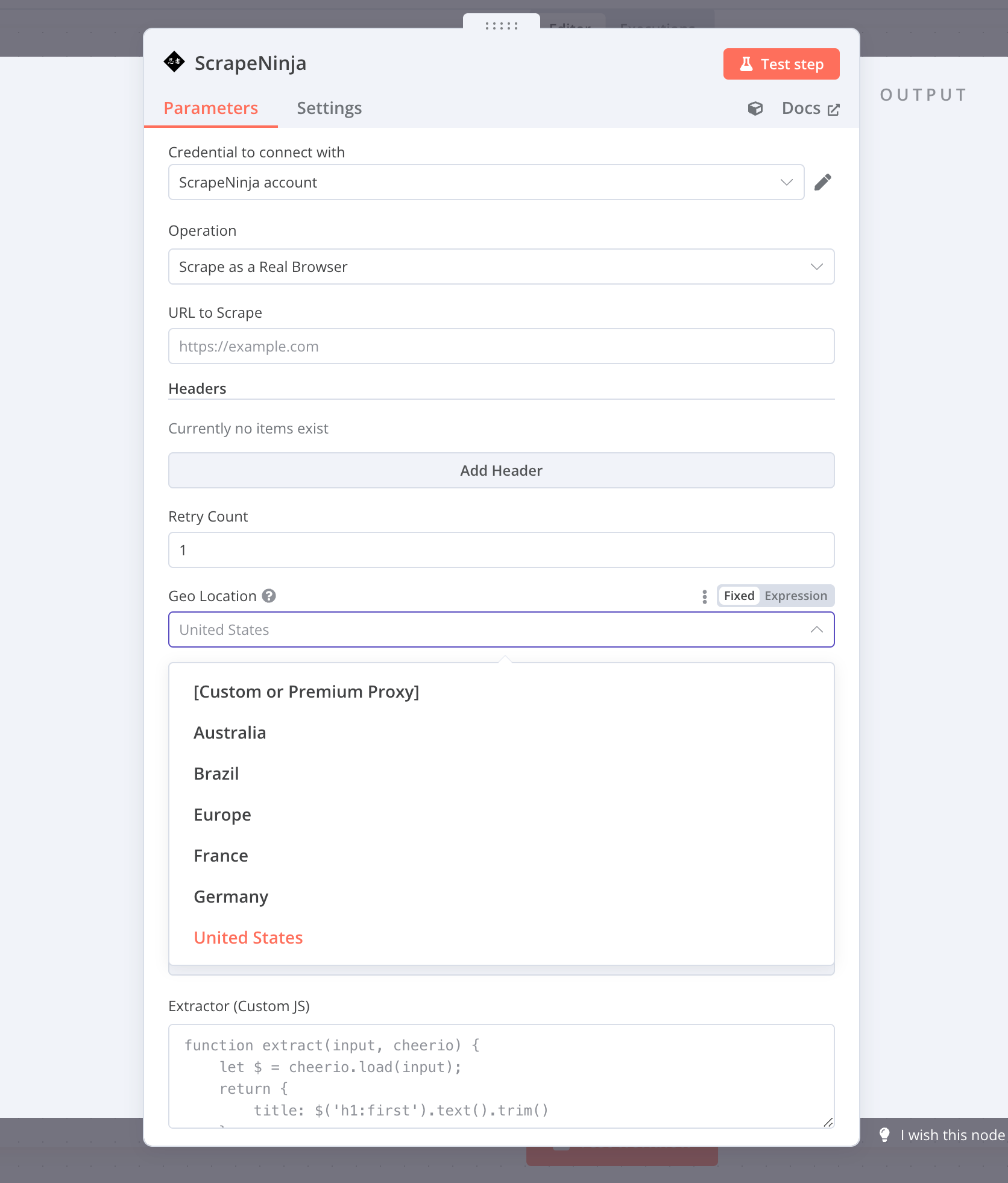 ScrapeNinja n8n web scraping node